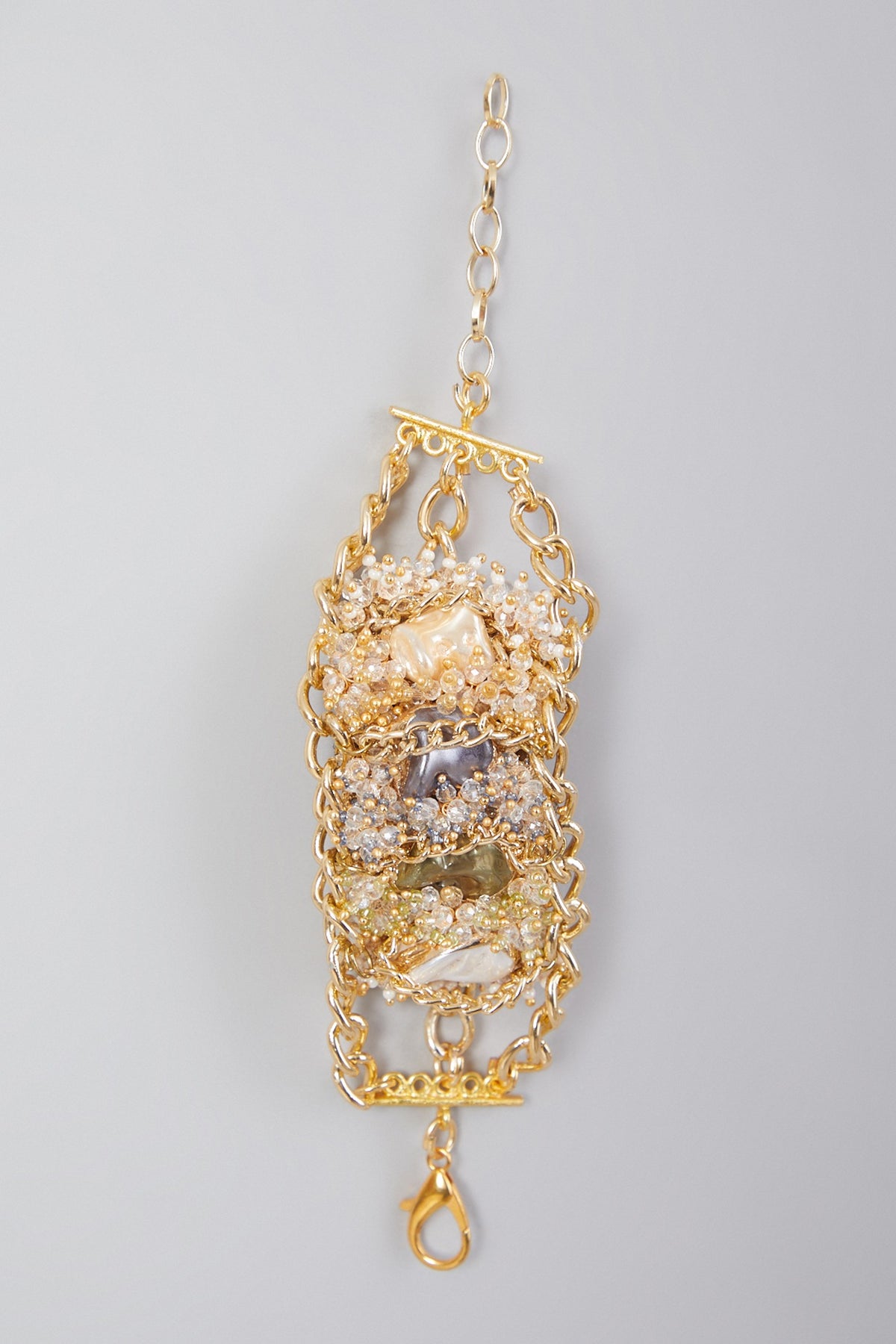 Gold Finish Semi Precious Stone Bracelet