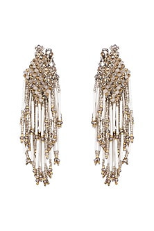 Gold Finish Semi Precious Stone & Pearl Earrings