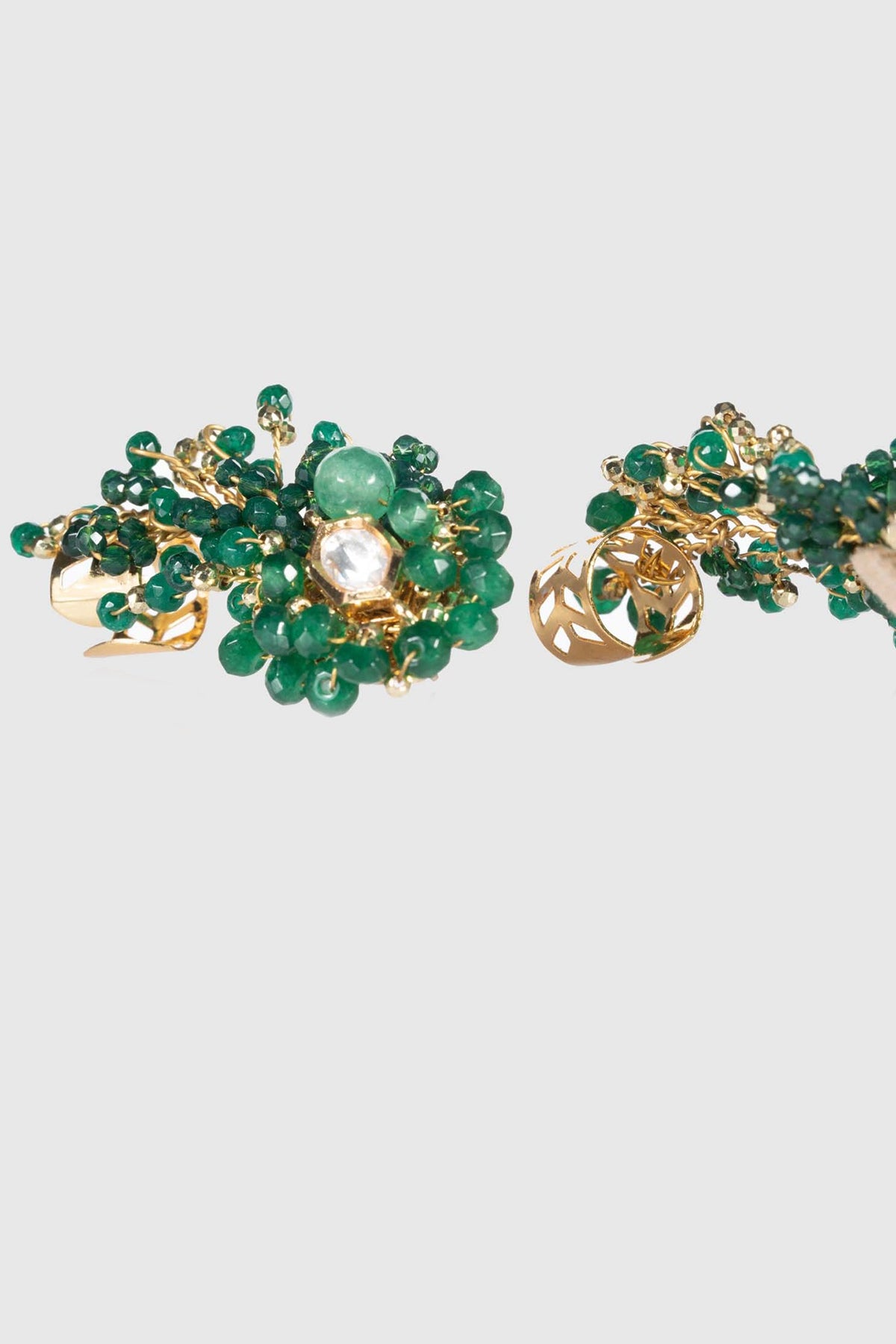 Gold Finish Emerald Stud Earrings