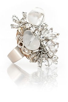 Gold Finish White Crystal Ring