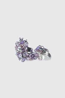 Two Tone Finish Purple Crystal Ring