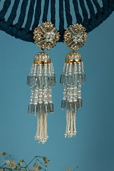 Gold Finish Jhumka Tassel Earrings