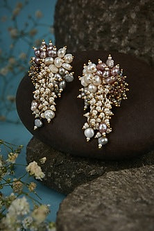 Gold Finish Freshwater Pearl Stud Earrings
