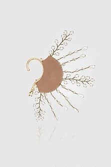 Gold Finish White Pearl Ear Cuff