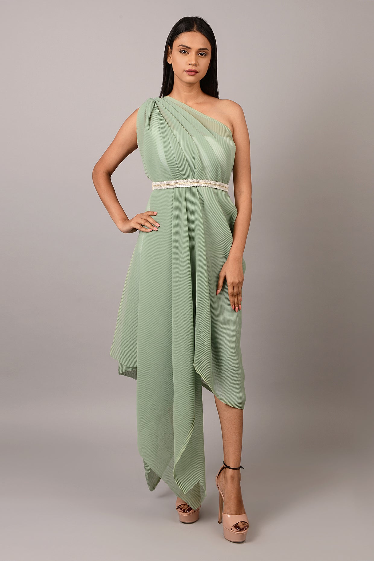 Silver Finish Pearl Waist Belt