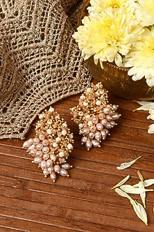 Gold Finish Metallic Beaded Earrings