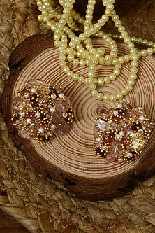 Gold Finish Semi-Precious Stone Stud Earrings
