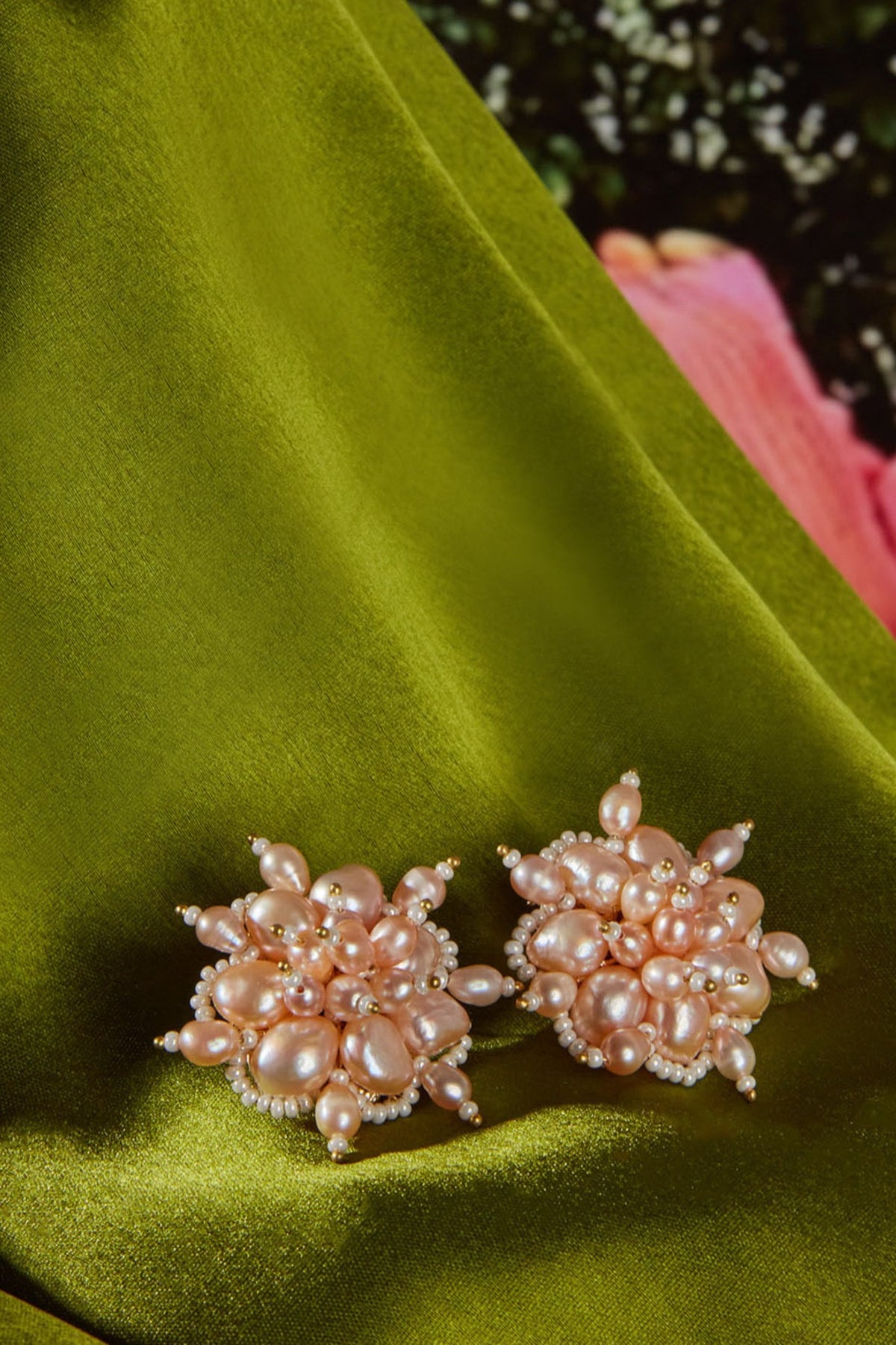 Gold Finish Pearl Stud Earrings