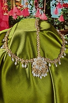 Gold Finish Handcrafted Pearls & Beads Maang Tikka