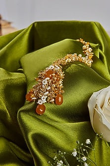 Gold Finish Semi-Precious Stones Maang Tikka