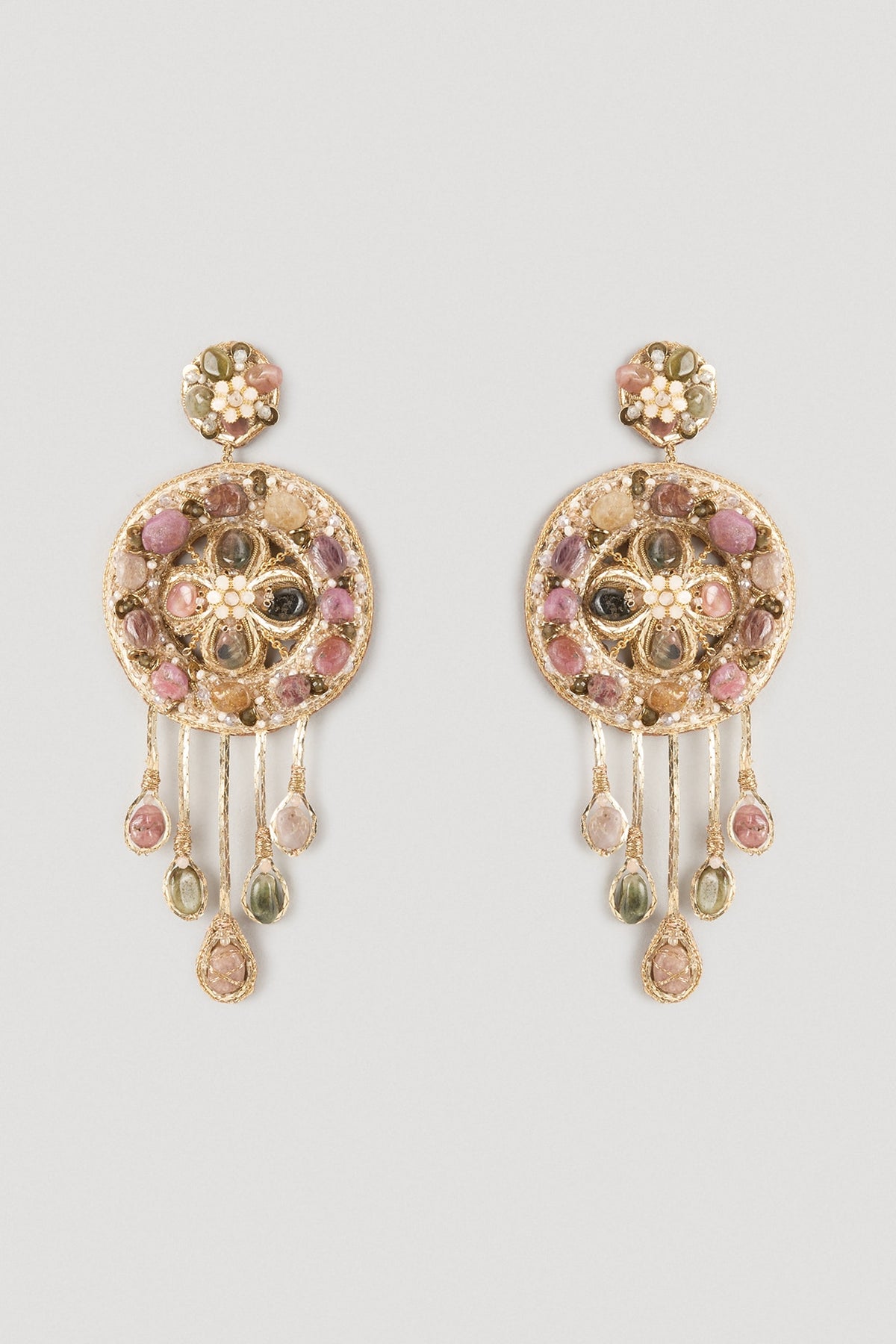 Gold Glass Beaded Dangler Earrings