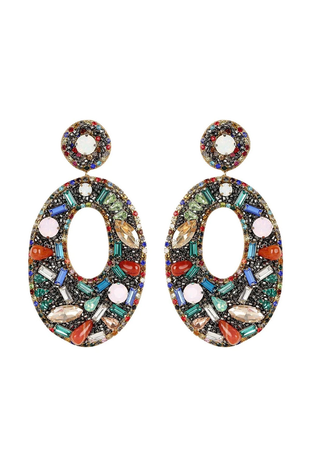 Multi-Colored Hand Embroidered Dangler Earrings