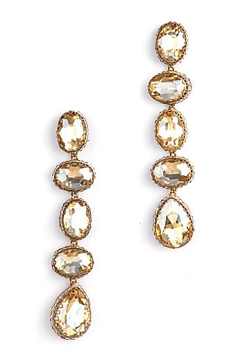 Gold Glass Crystal & Glass Beaded Dangler Earrings