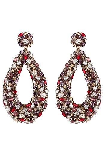 Multi-Colored Glass Stone & Beaded Dangler Earrings
