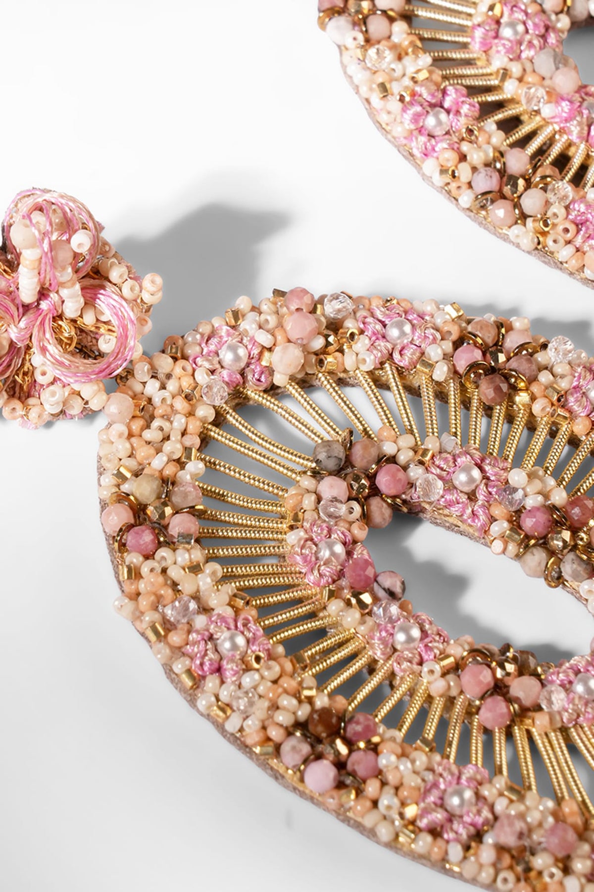 Pink Glass Beaded Dangler Earrings
