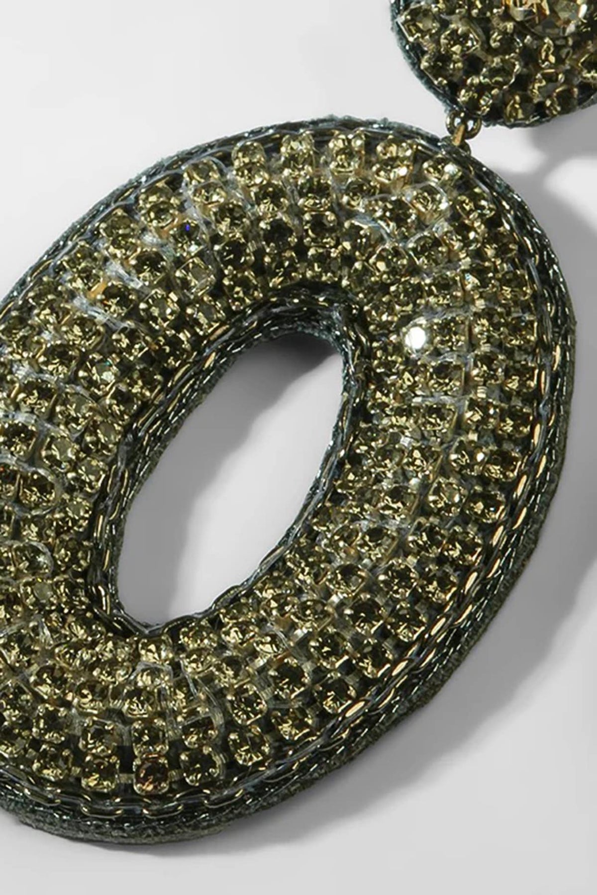 Gunmetal Glass Stone & Glass Beaded Dangler Earrings