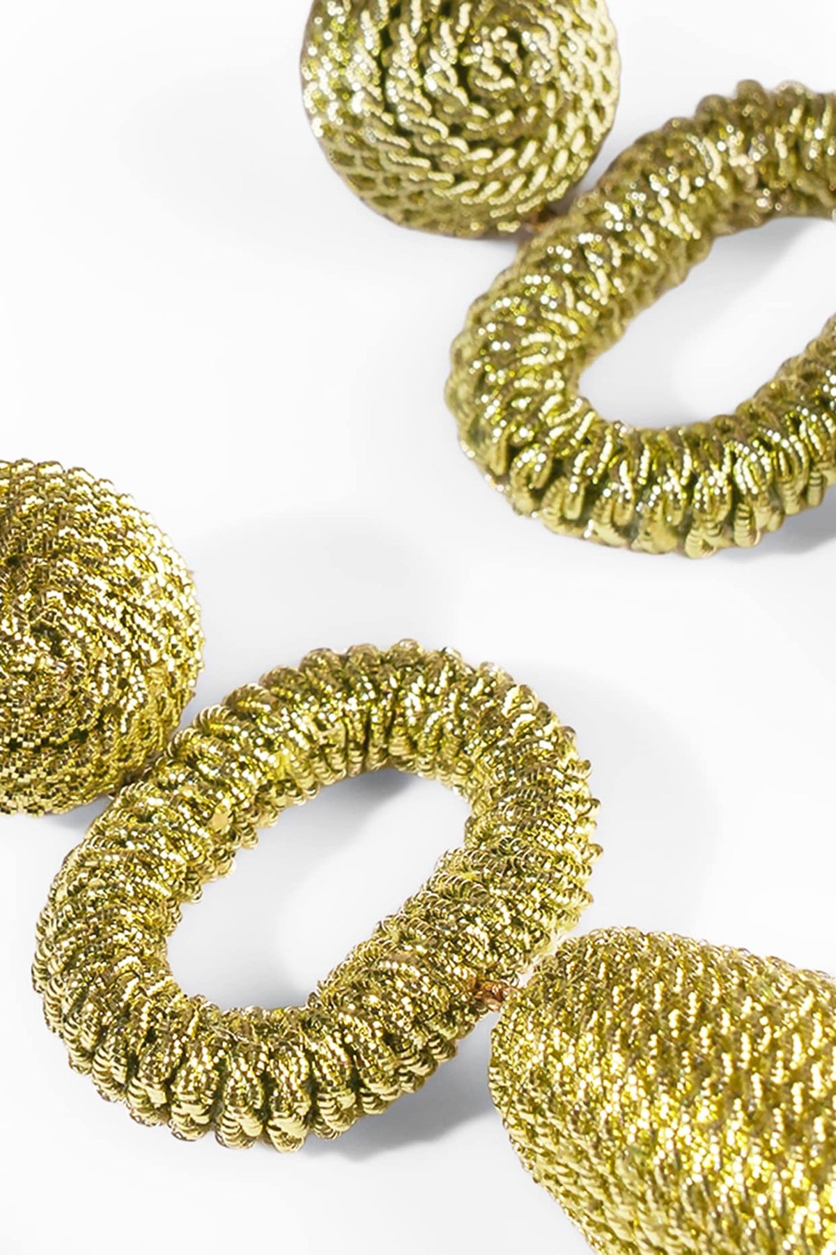 Green Metallic Thread Dangler Earrings