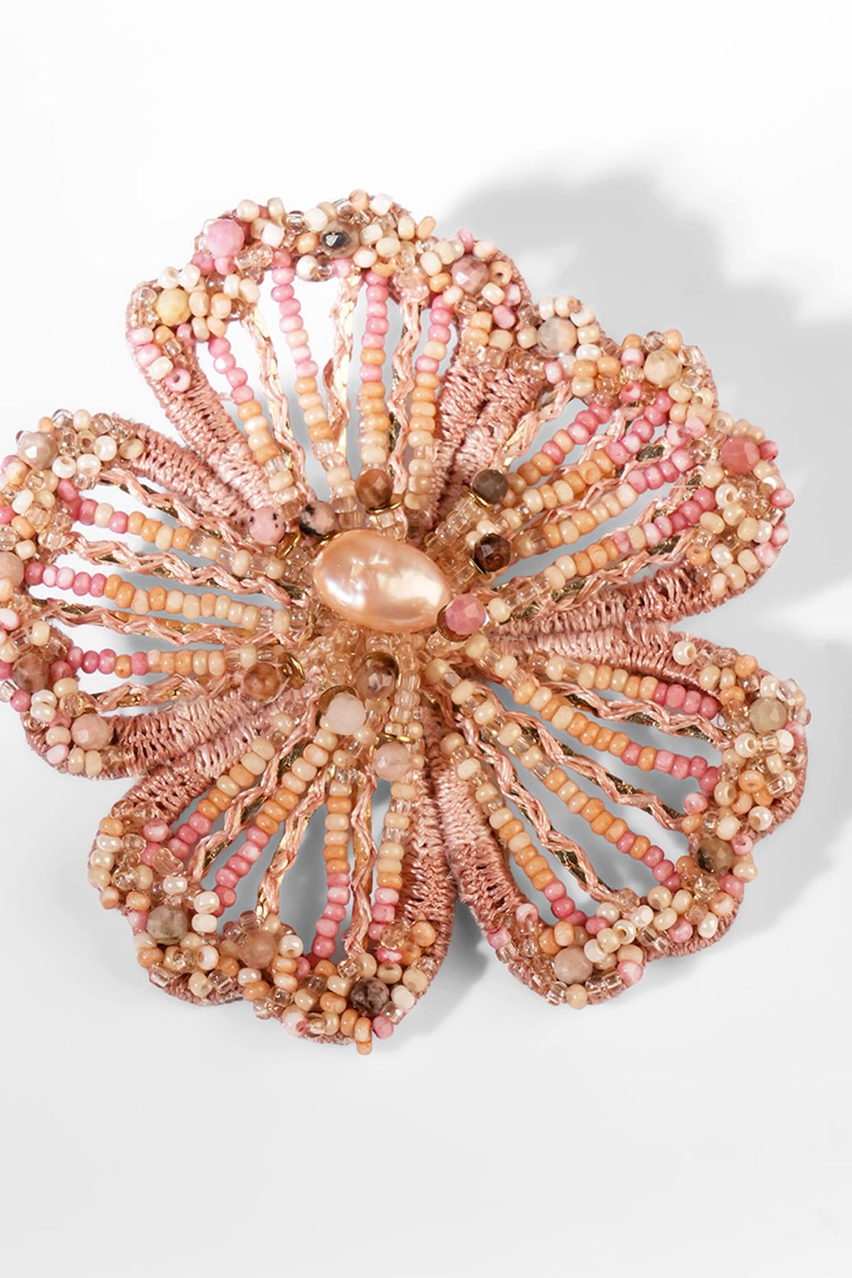 Dusty Pink Glass Beaded Stud Earrings
