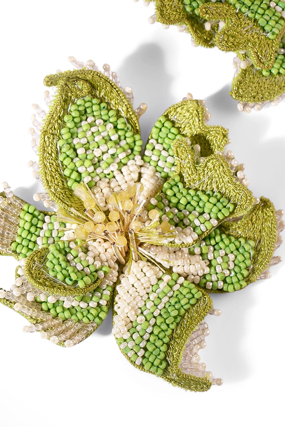 Green Glass Beaded Stud Earrings