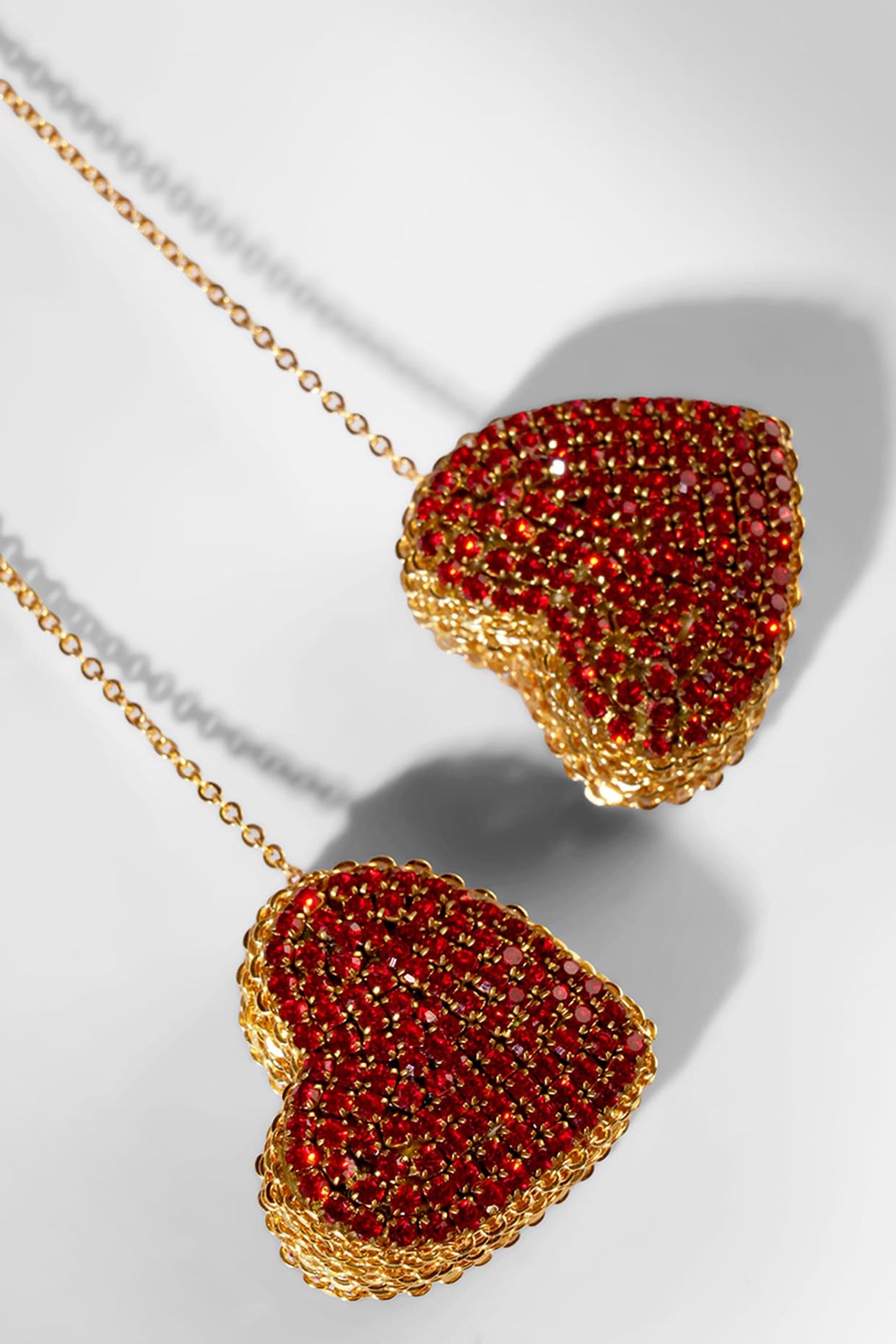 Red Glass Crystal & Nylon Thread Dangler Earrings