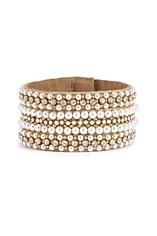 Gold Glass Beaded & Embellished Cuff