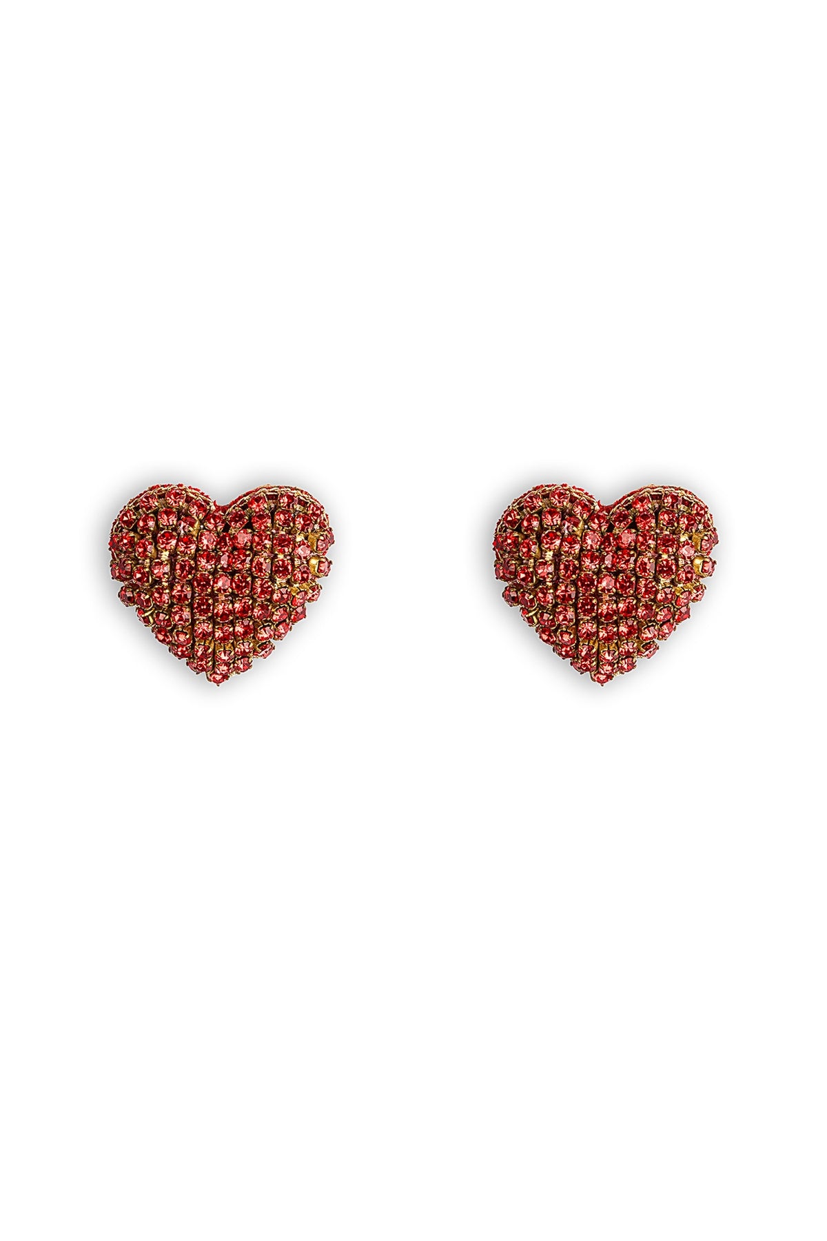 Red Glass Beaded Stud Earrings