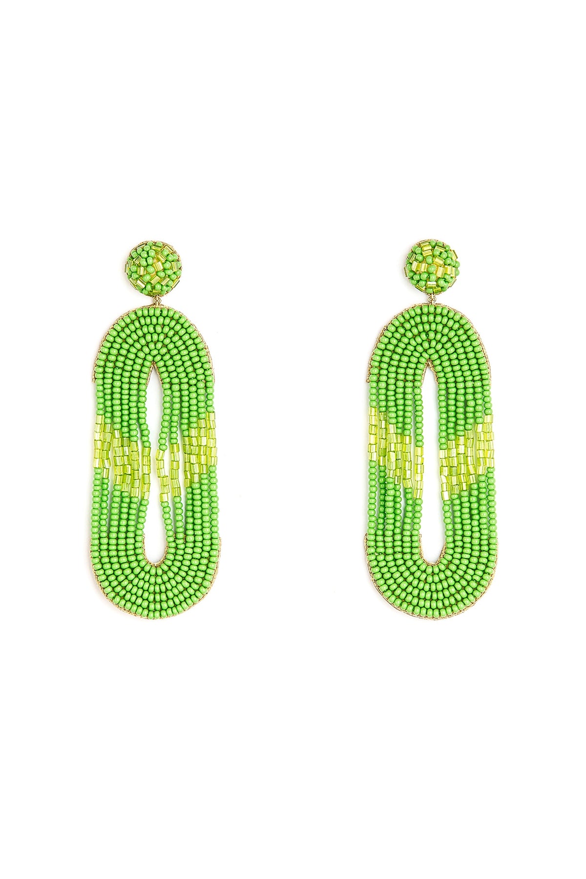 Green Glass Beaded Dangler Earrings