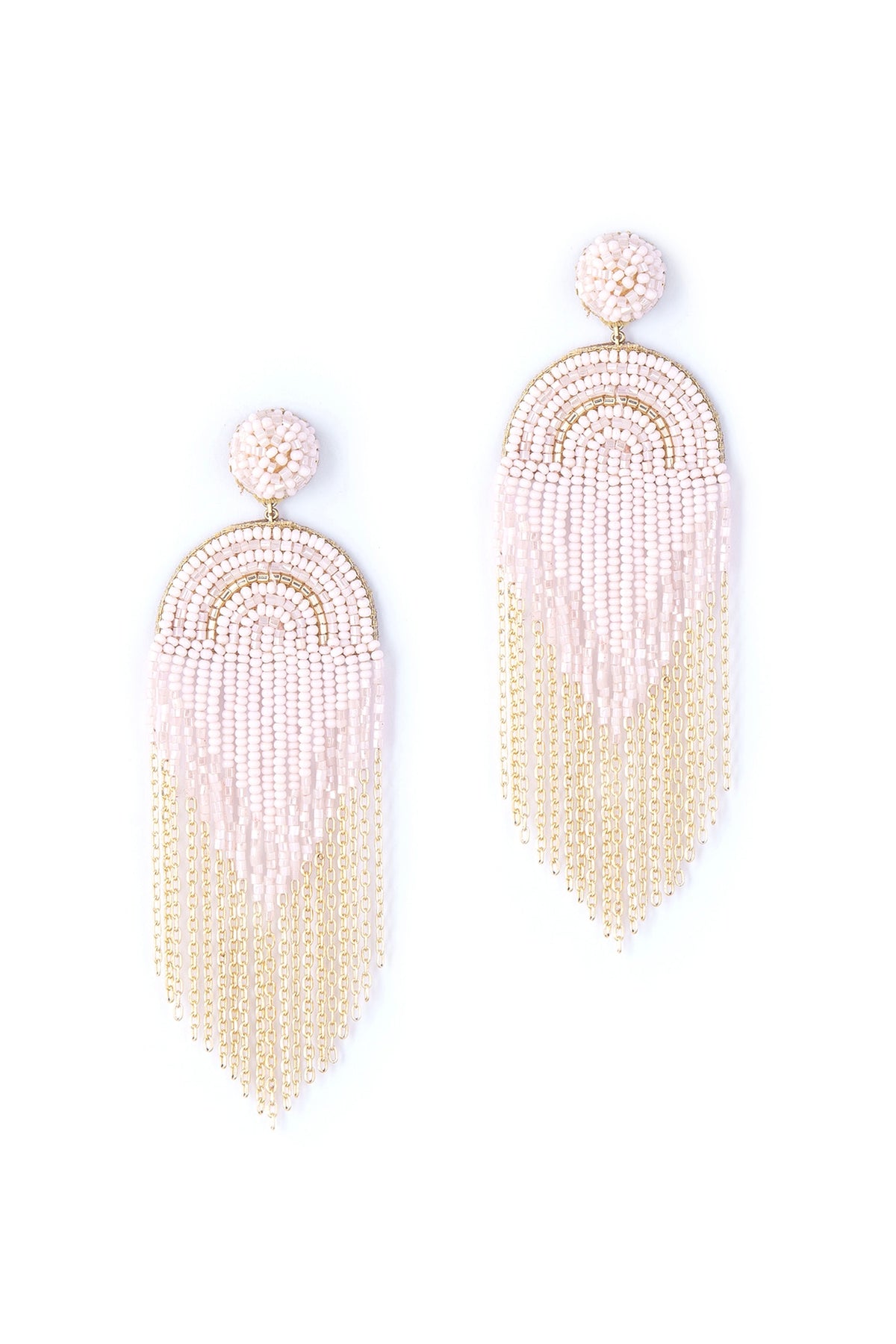 Blush Pink Glass Beaded Dangler Earrings