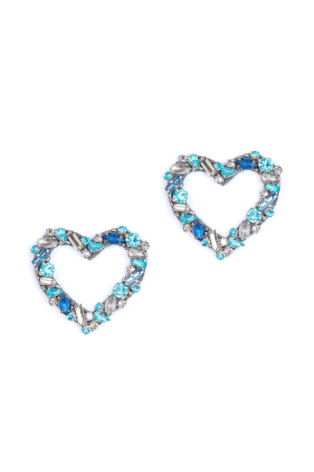 Blue Glass Beaded Stud Earrings