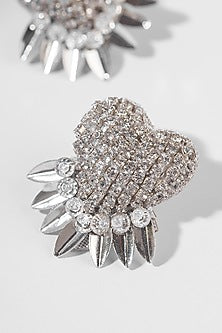Silver Glass Beaded Stud Earrings