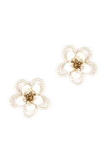 Ivory Glass Beaded Stud Earrings