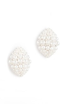 Ivory Glass Beaded Stud Earrings