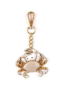Ivory Glass Beaded Crab Bag Charm