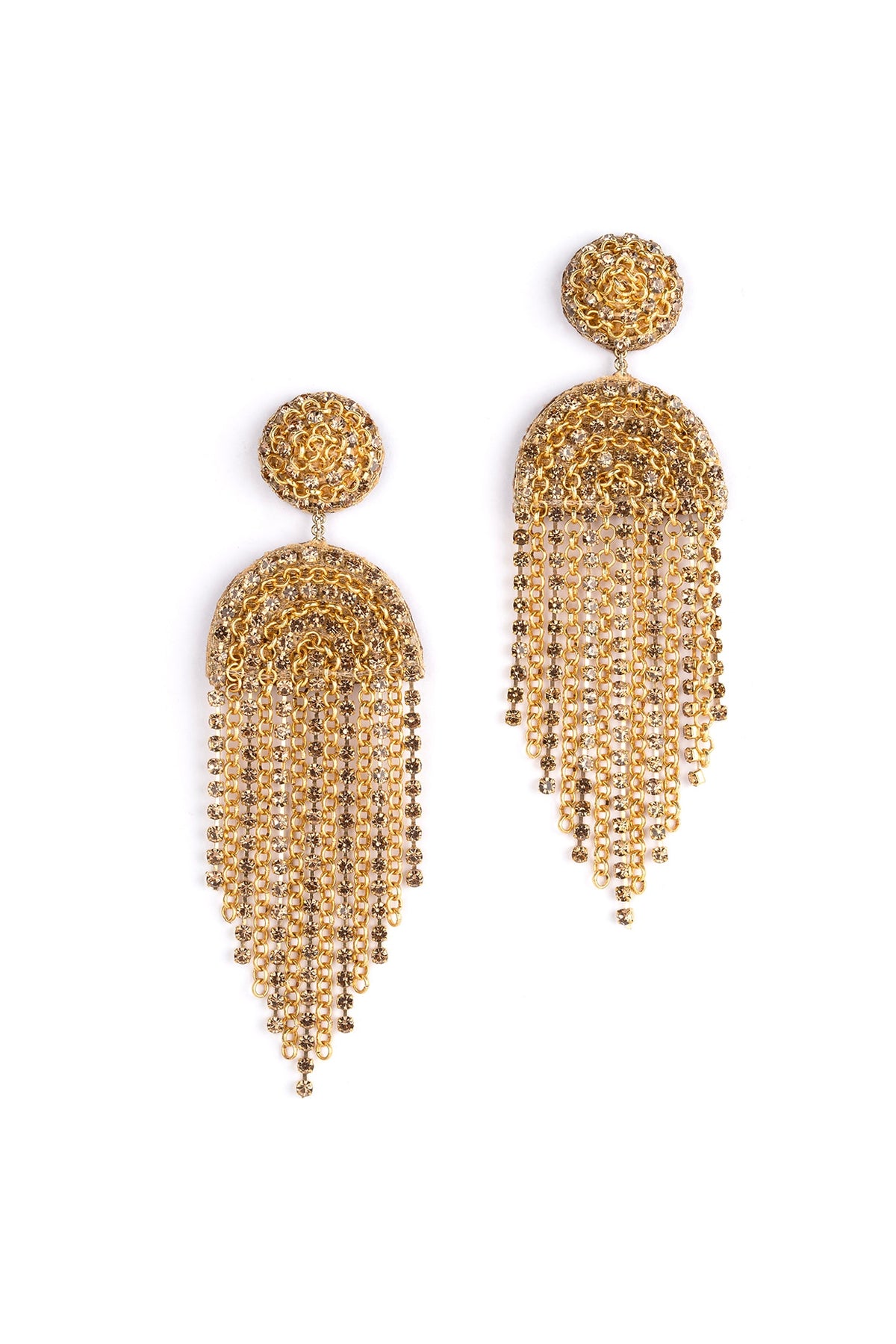 Gold Glass Beaded Dangler Earrings