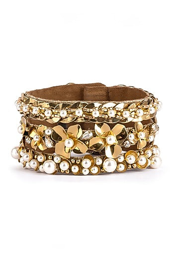 Gold Glass Beaded Bracelet