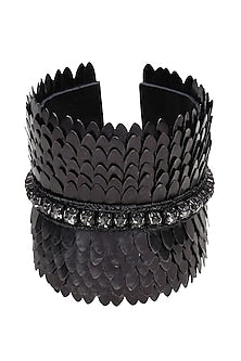 Black Glass Crystal Handmade Cuff