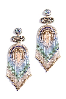 Blue Glass Beaded Dangler Earrings