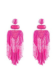 Pink Bead & Crystal Dangler Earrings