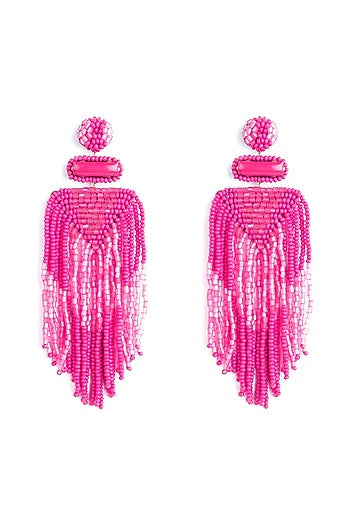 Pink Bead & Crystal Dangler Earrings