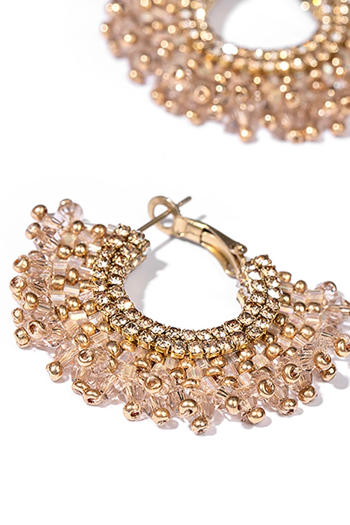 Champagne Glass Beaded Hoop Earrings