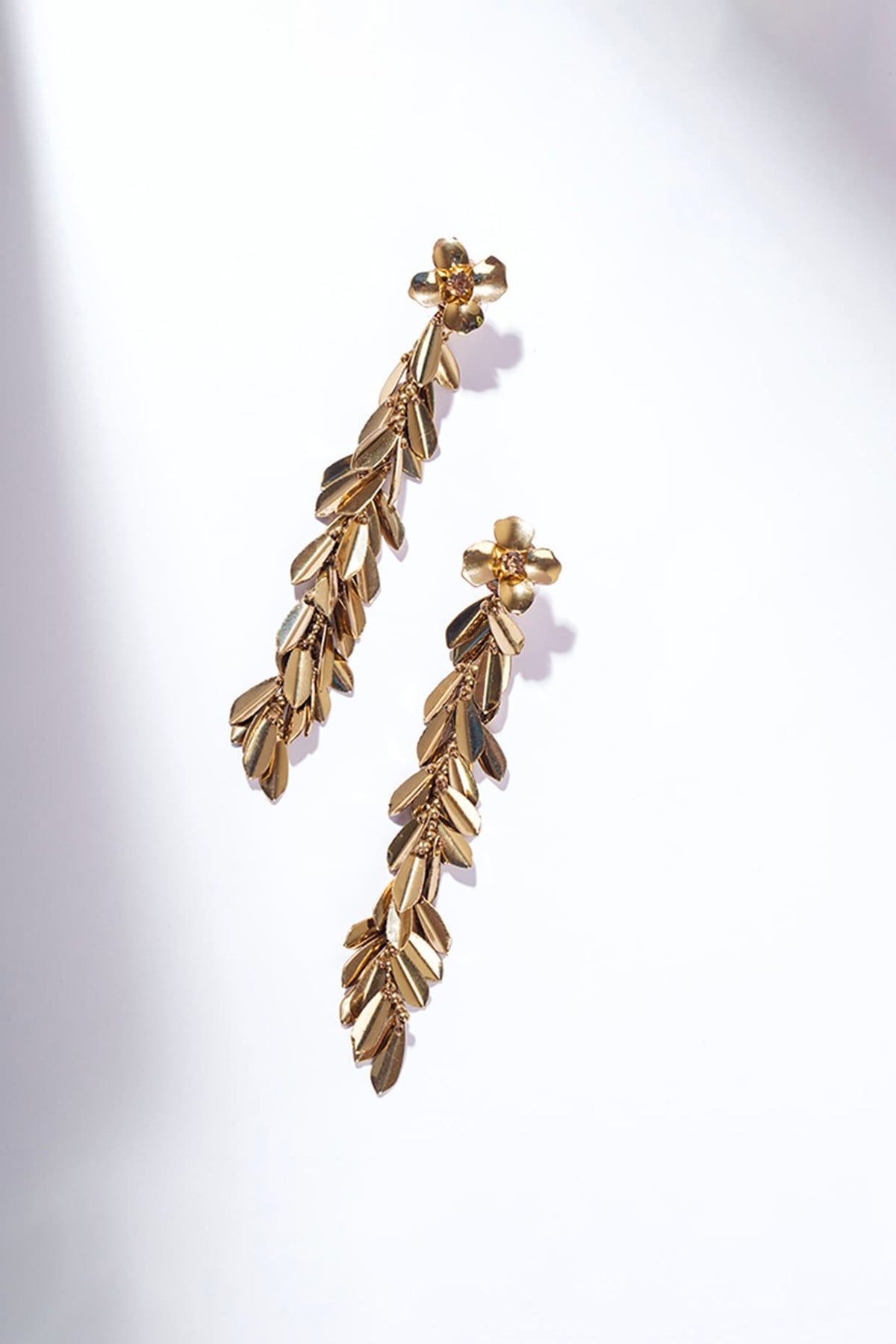 Gold Glass Beaded Dangler Earrings