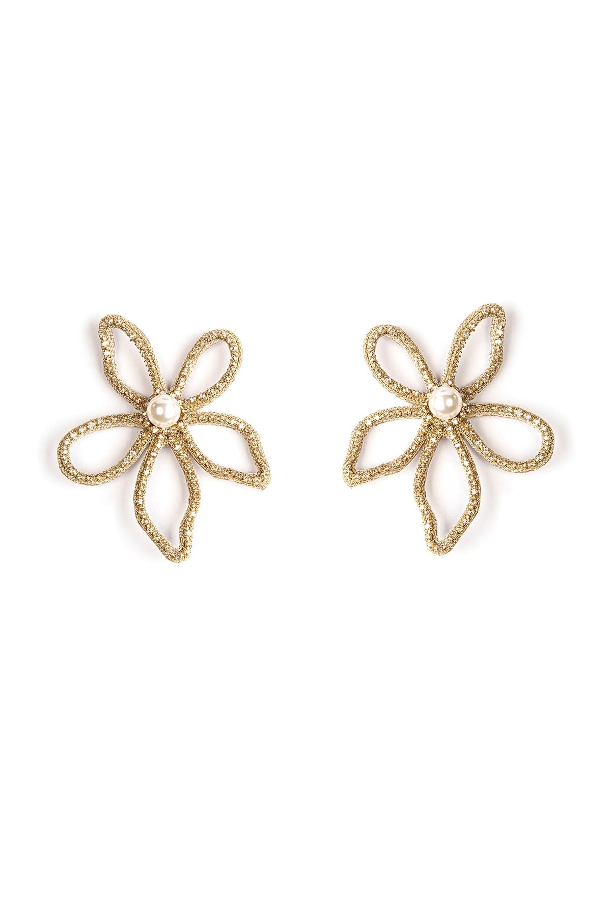Gold Glass Beaded Stud Earrings