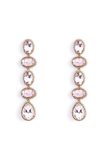 Pink Glass Crystal & Beaded Dangler Earrings
