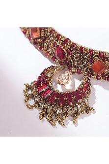 Red Hand Embroidered Necklace