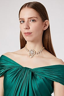 Gold Plated Cz Stone Choker Necklace