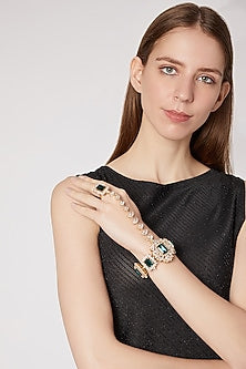 Gold Finish Cz Hand Harness