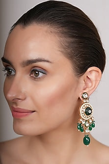 Gold Plated Kundan Polki Dangler Earrings