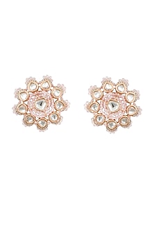 Gold Plated Rose Pink Natural Pearls Earrings
