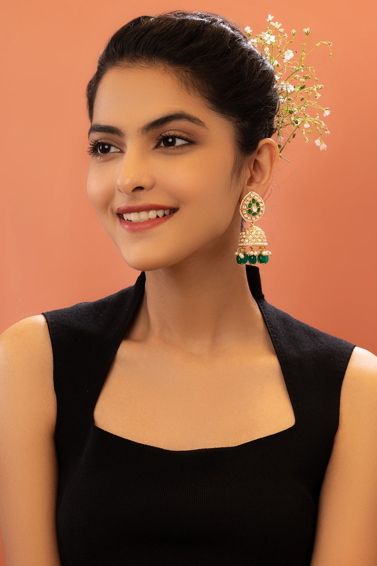 Gold Plated Jhumka Earrings In Silver Alloy