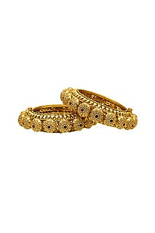 Gold Plated Pachouli Temple Bangles (Set of 2)